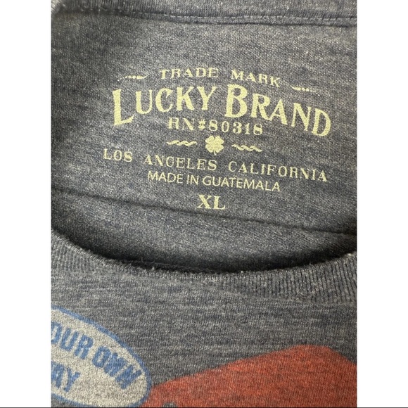 Lucky Brand T-Shirt Men's XL Gray Sin City Run Graphic Short Sleeve Pullover Tee - Picture 3 of 5